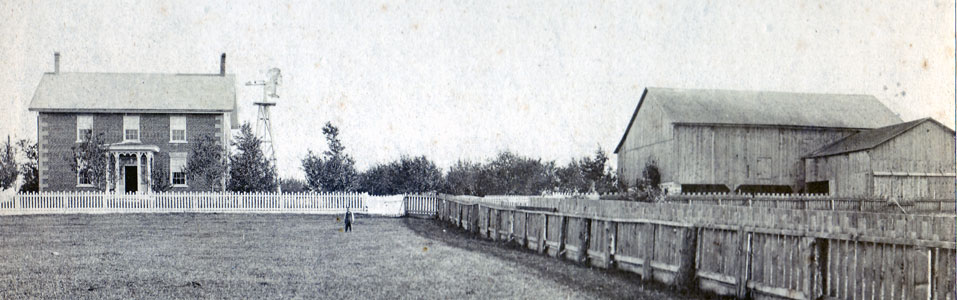 The David B. Schneider farm in 1883. The farm house was torn down to accommodate the building of the Conestoga Parkway.
